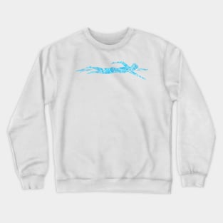 Freestyle Swimmer with Creative Blue Wave Design Gift Crewneck Sweatshirt